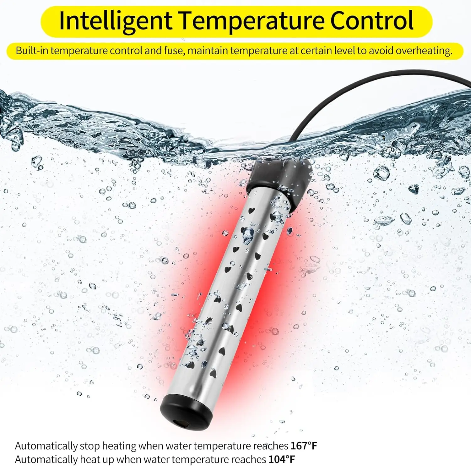 HAOYUNMA-Aquecedor De Água De Aço Inoxidável, Termômetro De Cristal Líquido, Aquecimento Rápido Aquecedor De Água, Anti-Scalding B