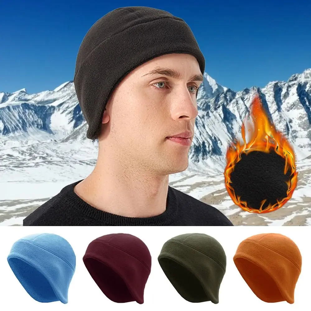 

Winter Polar Fleece Beanie Hat Warm Thermal Running Cycling Cap Outdoor Sports Slouchy Earmuffs Riding Hat for Men Women