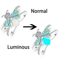 Original 925 Sterling Silver Luminous Summer Night Firefly Rings For Women Girls Jewelry Birthday Anniversary Gifts