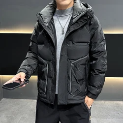 Casual 2024 Autumn Winter Warm Hooded Duck Down Jackets Outdoor Wear Loose Windproof Top Puffer Coat Solid Down Garment Clothing