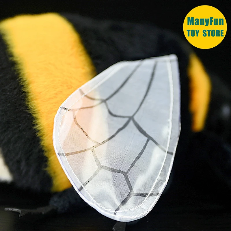 Bee Plush Toy High Fidelity Bumblebee Plushie Hornet Peluche Lifelike Stuffed Animals Simulation Doll Kawai Toy Gifts