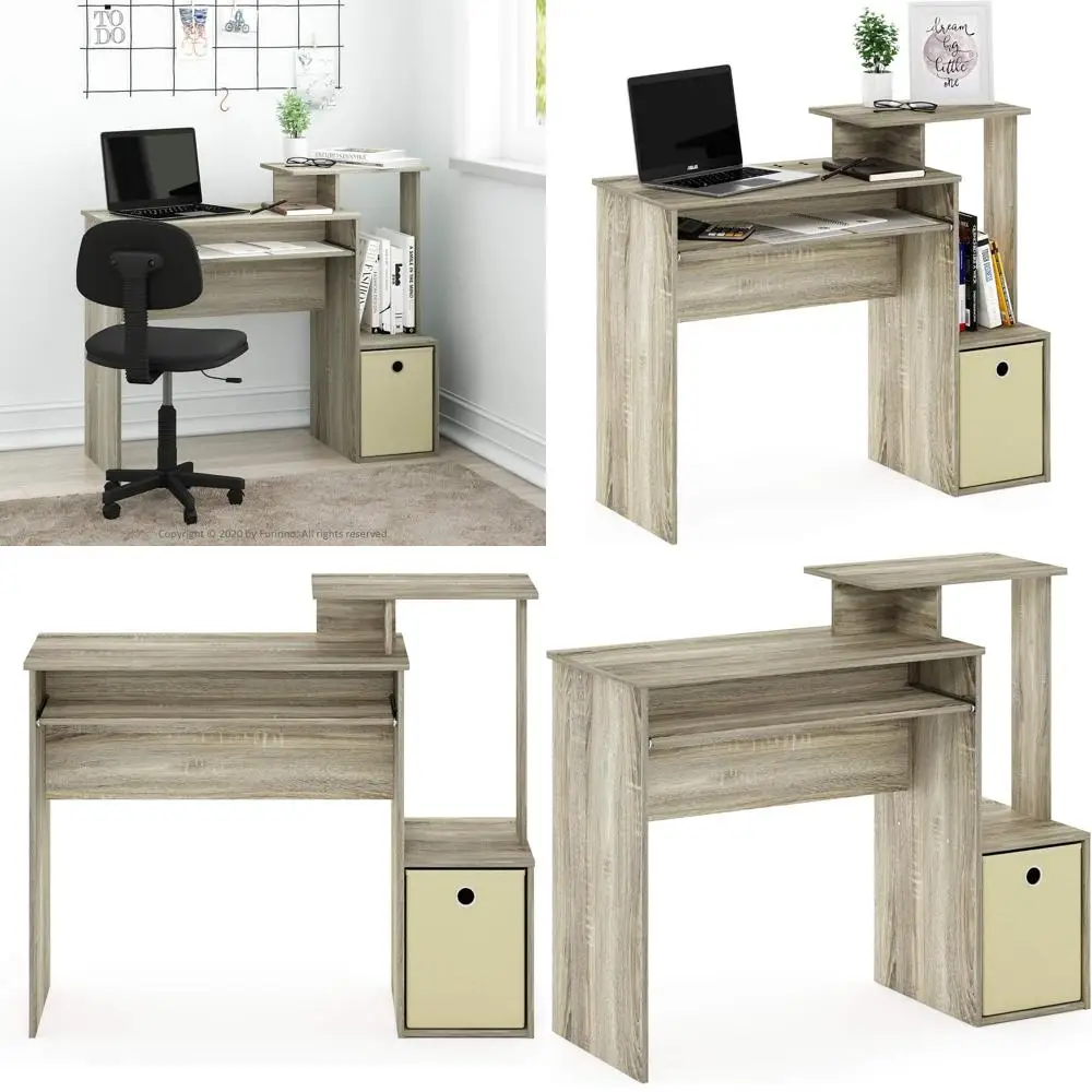 

Многоцелевой компьютерный письменный стол Econ для домашнего офиса, дуб Сонома/цвет слоновой кости