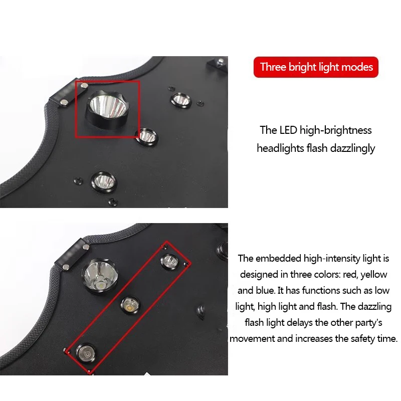 Aluminum alloy three-color illuminated arm shield, anti-riot arm shield, security equipment, shield-type arm shield view 2