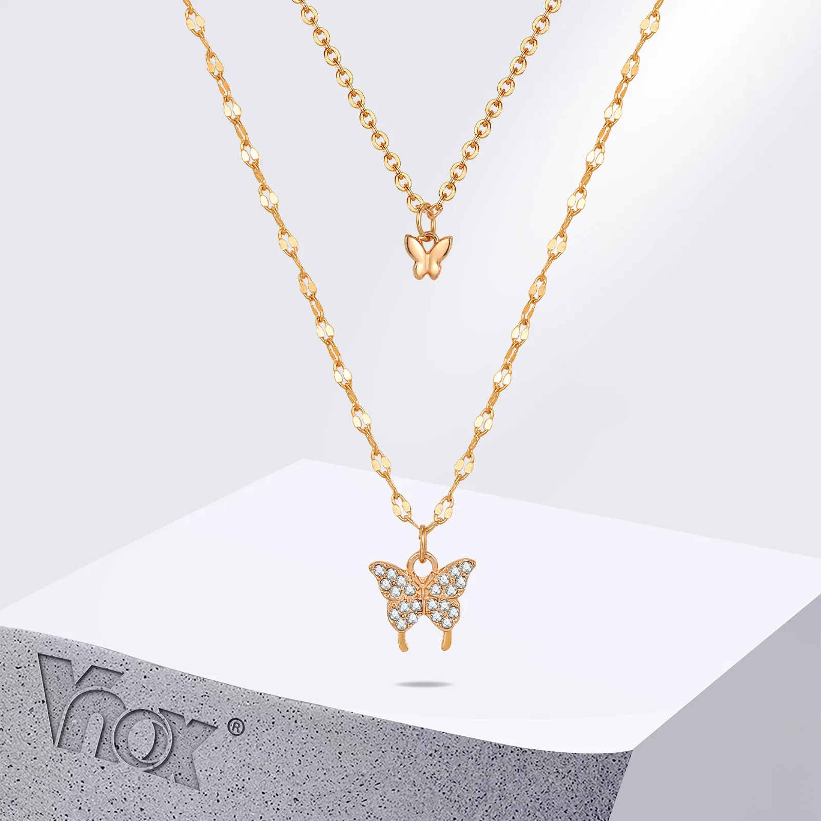 Vnox Butterfly Necklace Good Elegant Butterfly Pendant Personality Fashion Clavicle Chain