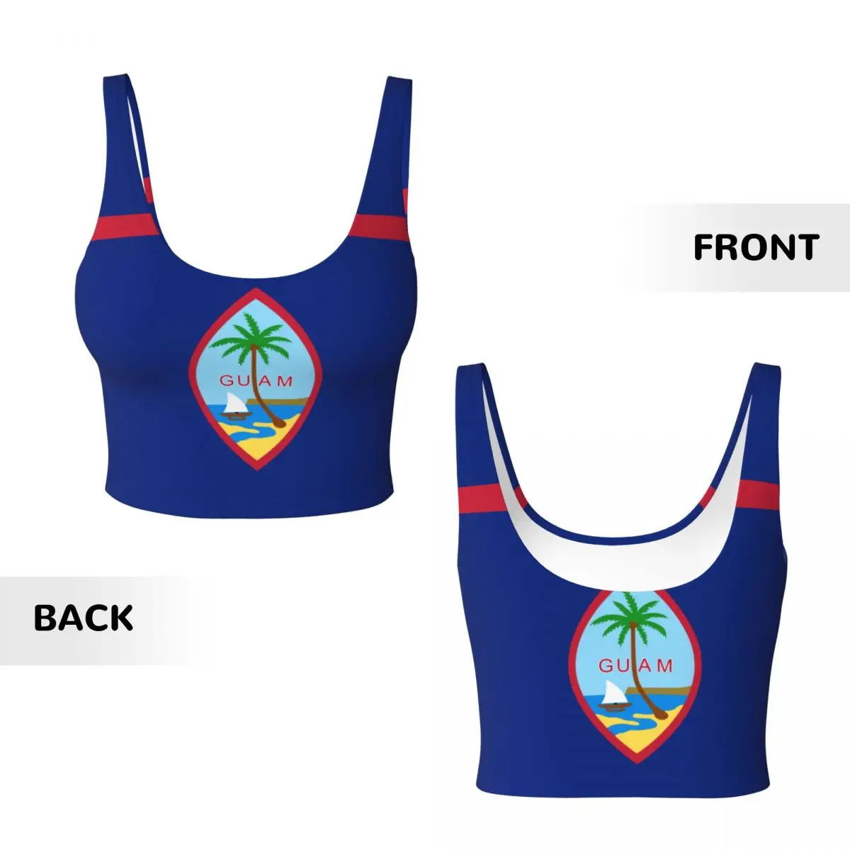 Chaleco de Yoga para mujer, Tops cortos deportivos para gimnasio, ropa de calle con bandera de Guam, camiseta sin mangas transpirable para entrenamiento para mujer