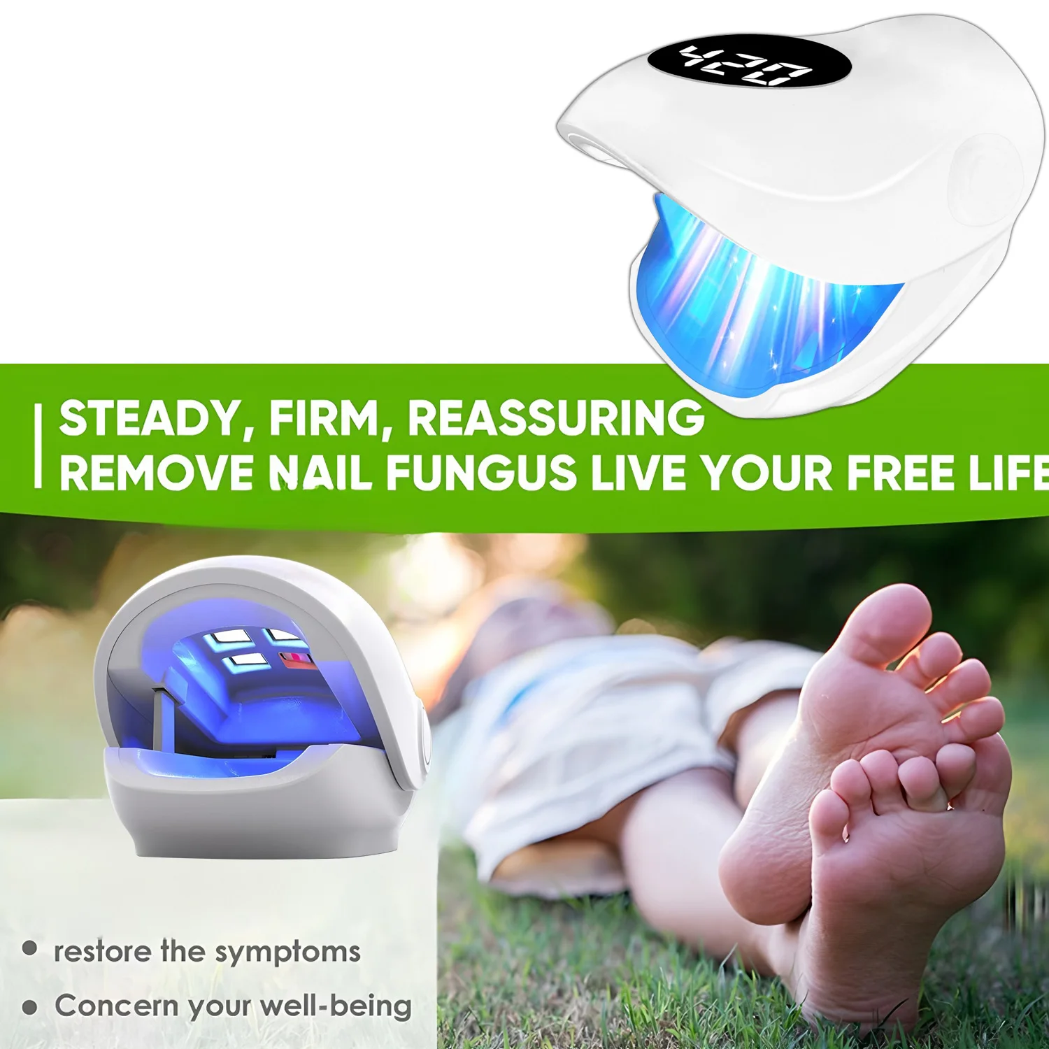 Nail Fungus Clean Laser Onychomycosis Device Nail Professional Nail Phototherapy Lamp Hands / Foots Nail Fungus Cleaner Portable