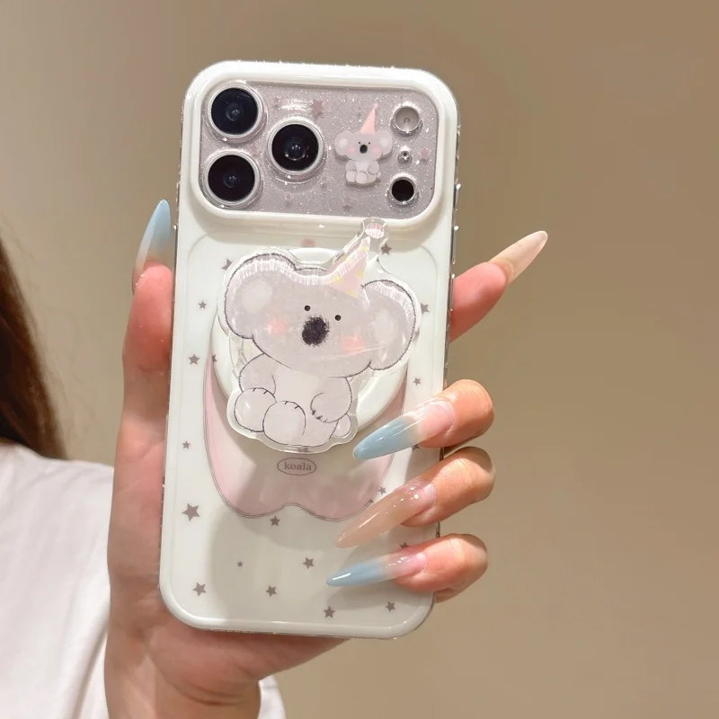 

Lovely Cartoon Star Koala Magnetic Case For iPhone 17 16 Pro 15 Pro Max Phone Cover with Stand For Magsafe Cute Cases For iPhone