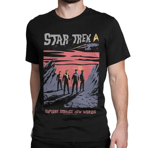 Imagen 2 del producto Camisetas Retro Stars Treks para hombres y mujeres, divertidas camisetas de algodón con cuello redondo, camisetas de manga corta, ropa de fiesta