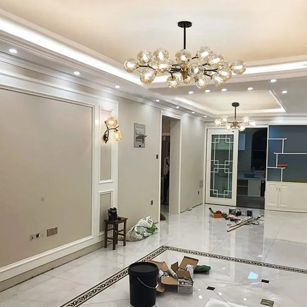 Nordic Modern Luxury Chandeliers Glass Bubble Lamps Dining Kitchen Living Room Bedroom Indoor Led Lights Fixture Home Decoration