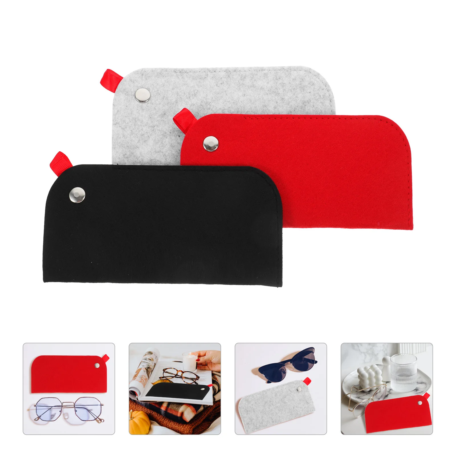 

3Pcs Eyeglasses Organizer Pouch Felt Glasses Bag Portable Sunglasses Case Glasses Storage Container Sunglasses Case