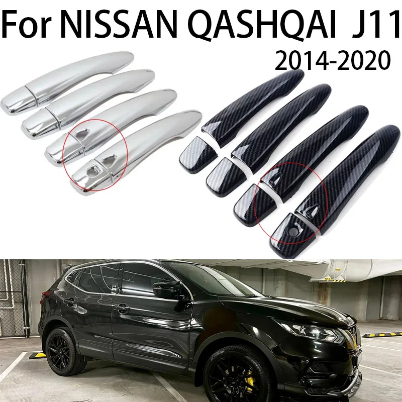 

For NISSAN QASHQAI J11 2014-2020 Car Exterior Door Handles Cover Overlays Protection Catch Cap Sticker Chrome/Carbon Fiber Style