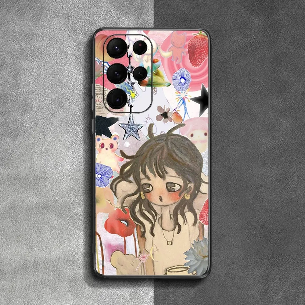 Aya Takano Phone Case For Samsung Galaxy A52 A12 A51 S21 Edge S22ULTRA S23 S20LITE Plus ultra Black Cover