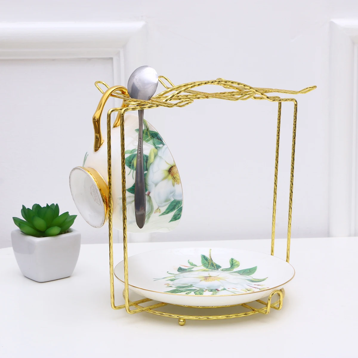 

Coffee Cup Holder Tea Rack Mug Shelf Organizer Drying Display Stand Tree Drain for Countertop