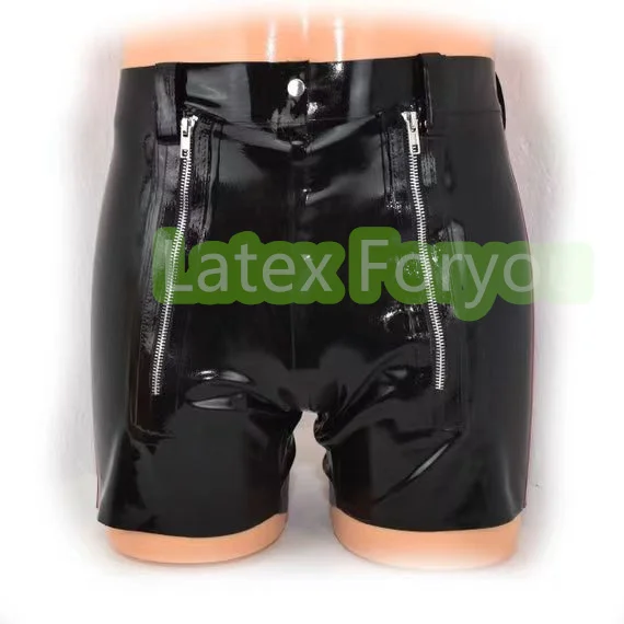 Handmade Natural Slim Fit Latex Men Panties Sexy Rubber Shorts Boxer Underwear Hot Sell Underpants With Front Double Zipper