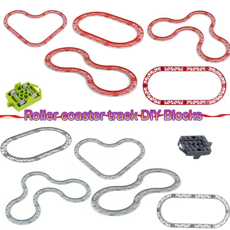 MOC montagnes russes piste modèle briques pièces 25059 25061 26021 chemin de fer assemblé éducation petits blocs de construction bricolage jouets cadeaux
