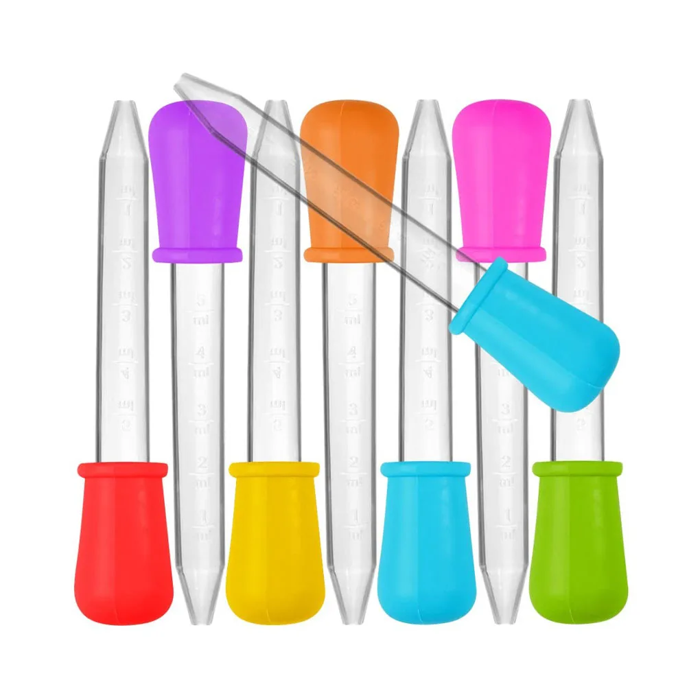 5PCS 5ml Small Silicone Plastic Pipette Dropper Feeding Medicine Liquid Eye Ear Pipette Dropper Lab Experiment Toys Gift