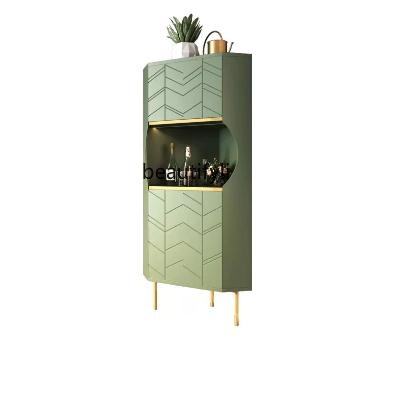 

French Entry Lux Corner Storage Sideboard Cream Style Corner Storage Cabinet Simple Modern Wall Wine Cabinet