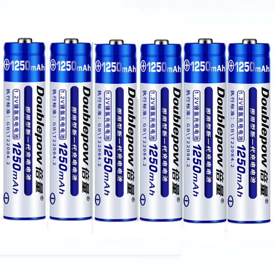 6pcs/lot AAA rechargeable battery 1250mAh 1.2V Ni-MH battery suitable for flashlight toy battery