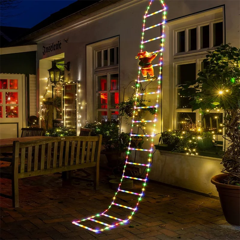 0.75/3M Santa Claus Ladder Lights Christmas Tree Lights Decor for Indoor Outdoor Decoration Window Garden Hanging LED String