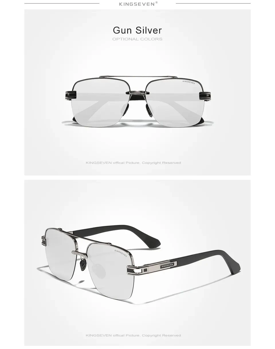 Kingseven New Design Sonnenbrille für Männer polarisierte UV400 Gradient Linse Brille Mode Frauen quadratische Retro Half Frame Brille – Detail 8