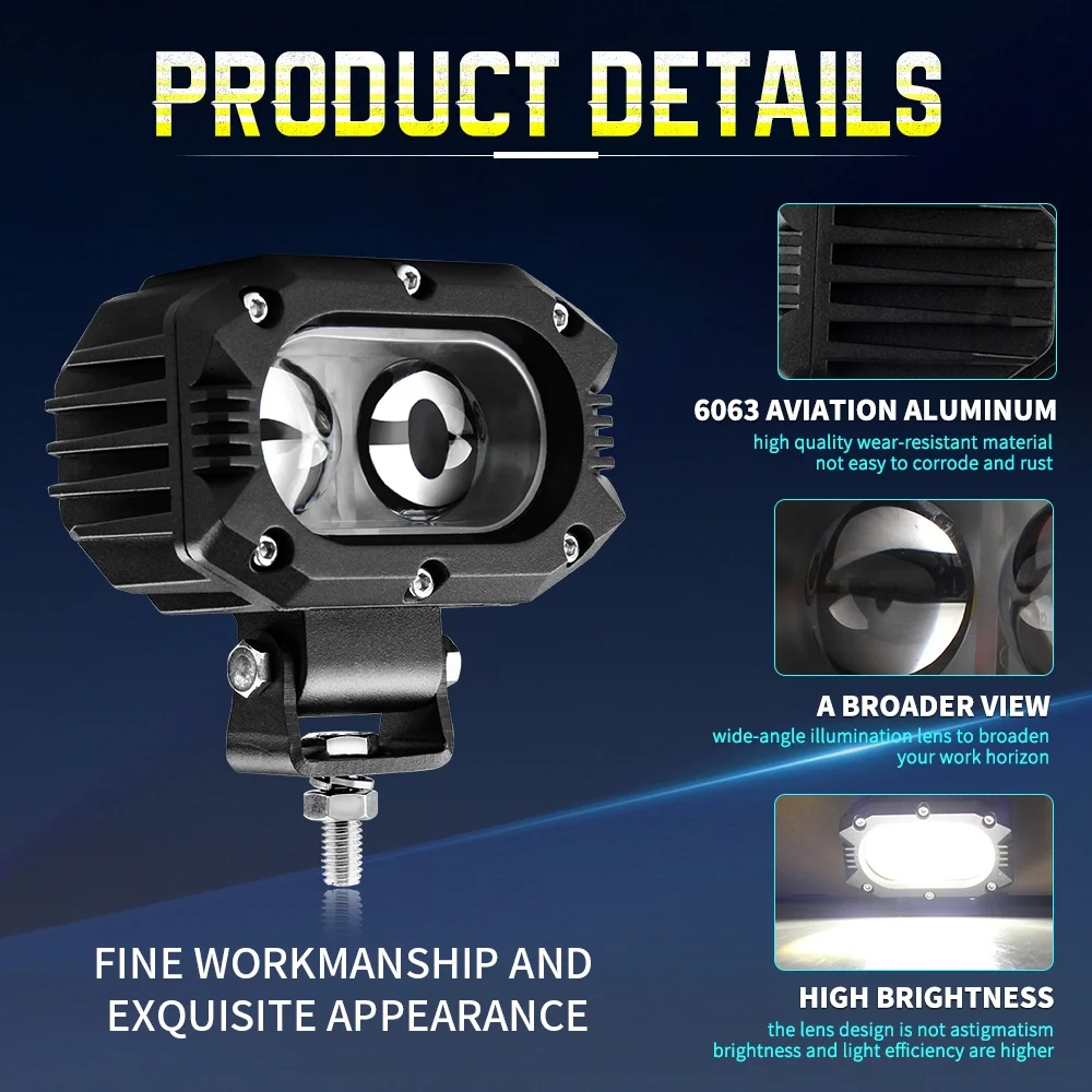 4 Inch Fog Driving Lights Bar LED Pod Lights Spot Flood Combo Motorcycle Spot Flood Beam 12V 24V DrivingFog Lamp