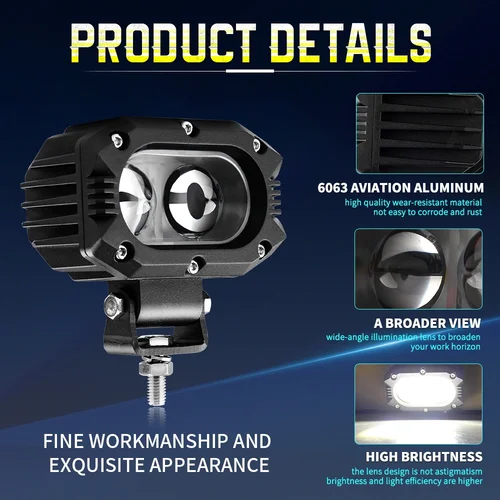 Imagen 2 del producto Barra de luces de conducción antiniebla de 4 pulgadas, luces LED Pod, Combo de inundación, haz de inundación para motocicleta, lámpara de niebla de conducción de 12V y 24V