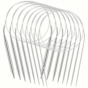 סט מקצועי של 8 מחטות לסריגה מפלדת אל-חלד - רב תכליתיות, חלקה, נוחה-ידית, חיוניות לסריגה מעגלית