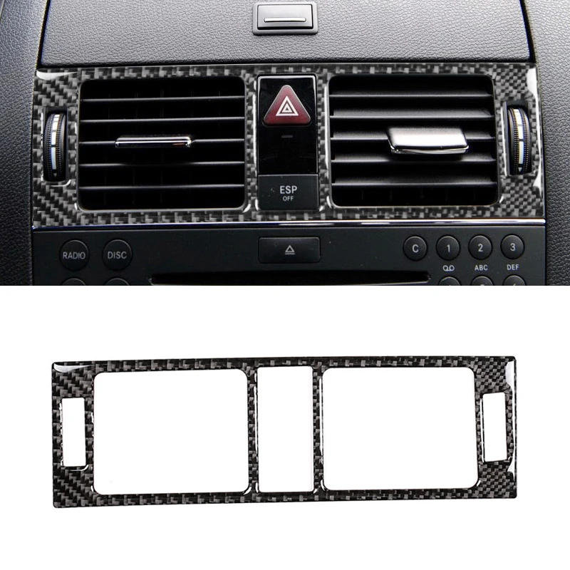 For Mercedes Benz C Class W204 2007 - 2010 Car Carbon Fiber Side / Center Control Air Conditioning Air Vent Outlet Cover Trim