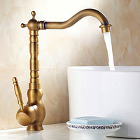Antique Bronze Kitchen Faucets 360 Rotate Cold and Hot Mixer Tap Swivel Spout Water Mixers Single Handle Vessel Sink Faucets 917