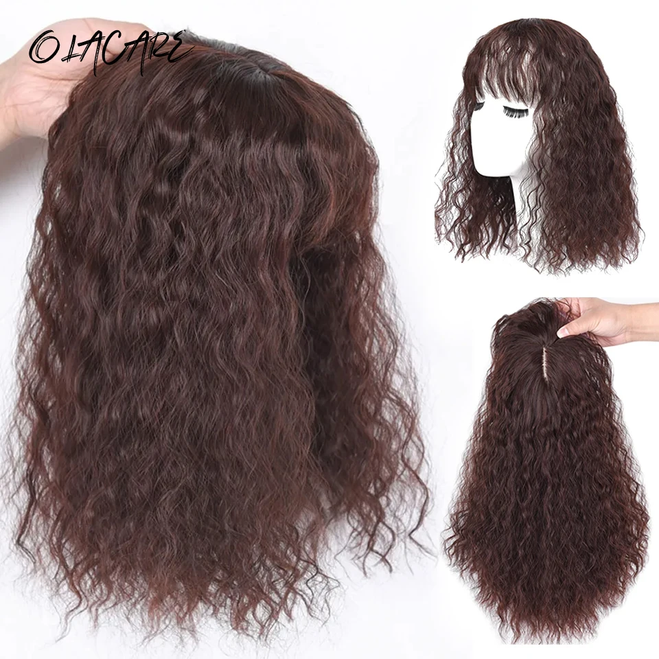 

OLACARE Synthetic Topper Closure Hairpieces with Bangs Clip on the Top of Head Hair Extension to Cover the White Hair Hairpiece