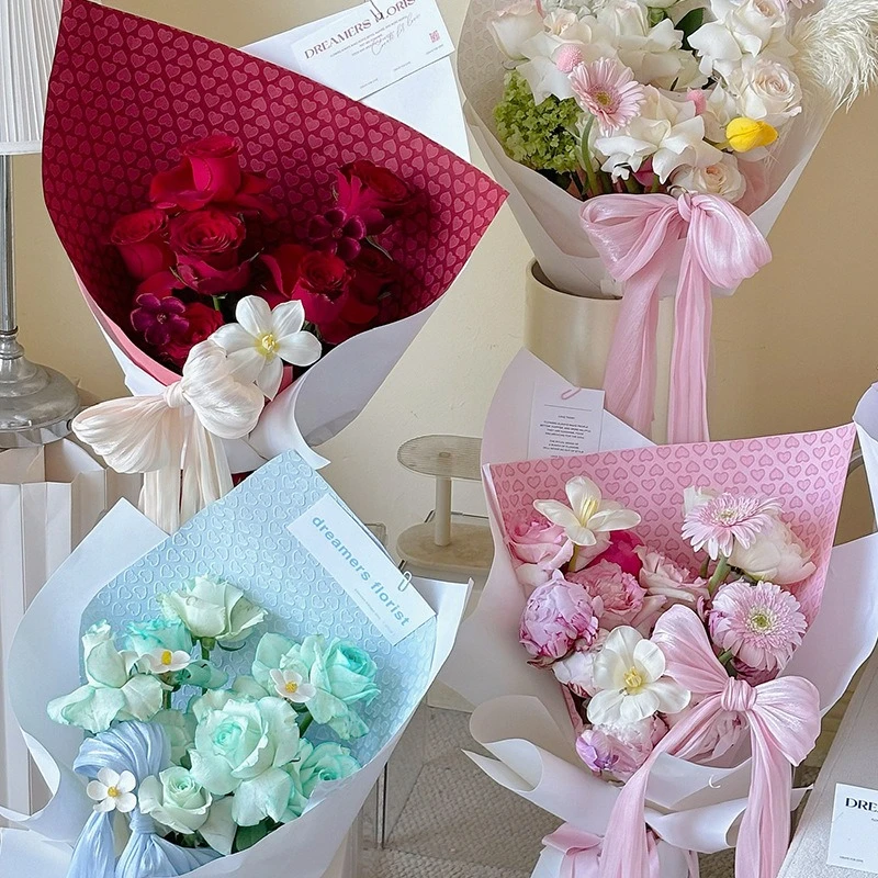 Valentine Heart-shaped Wrapping Papers 3d Embossed Heart Craft Paper Diy Flower Arrangement Gift Wrap Party Decoration Paper