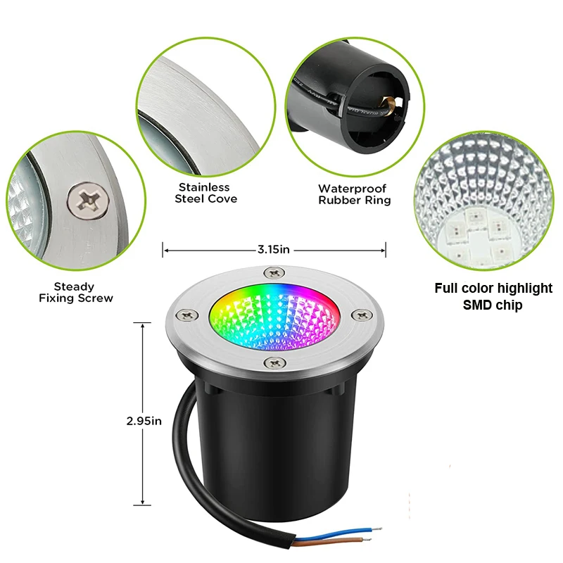 LED 잔디 램프 야외 정원 조명, 10W RGB IP65 방수 스파이크 스포트라이트, 마당 경로 나무 땅용 조경 조명, 12V 220V