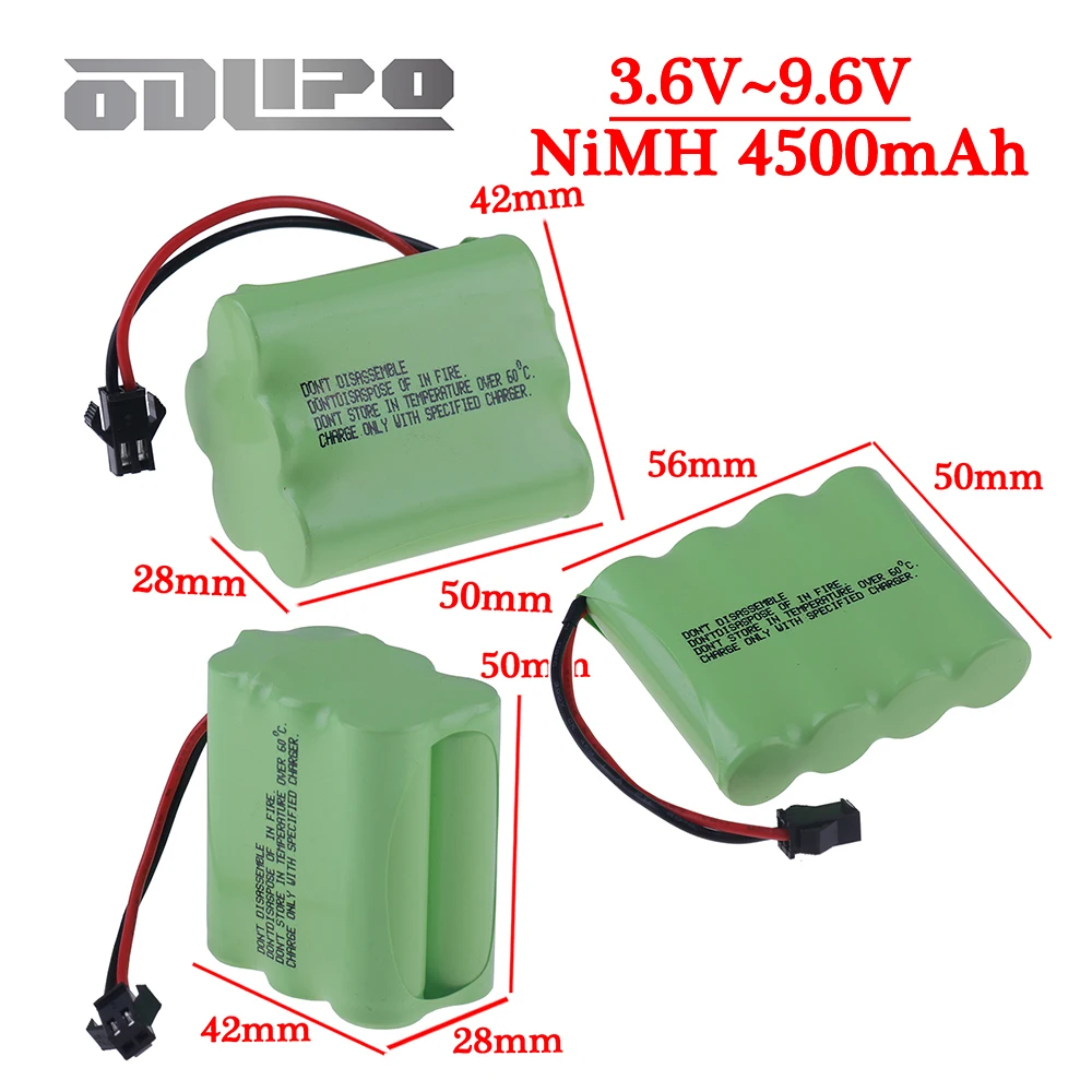 3.6V/4.8V/6V/7.2V/8.4V/9.6V 4500mah NI-MH akumulator AA do zdalnie sterowanych zabawek elektryczny samochód Volt części SM wtyczka