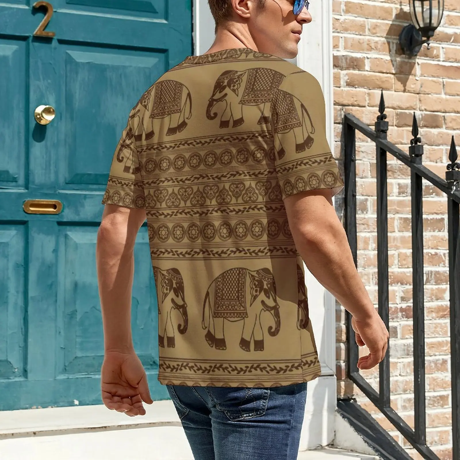 Plus Size T Shirt Summer Elephant Vintage T Shirts African Elephants Print Streetwear O Neck Tee Shirt Male Retro Custom Clothes