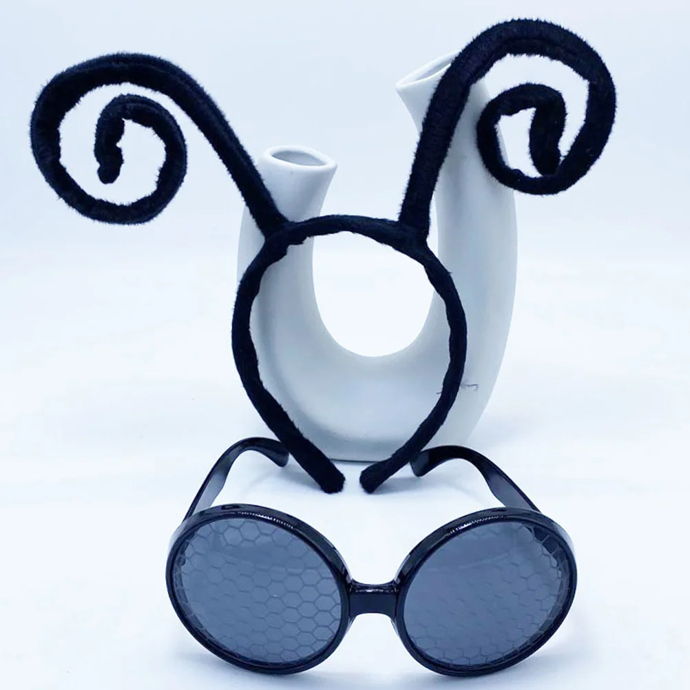 

1Set Bug Antenna Headband Plastic Fabric Durable Comfortable Party Headband Sunglasses Cosplay Glasses for Women