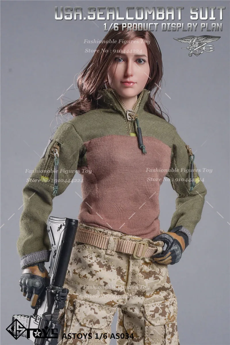 AS034 1/6 Kobieta żołnierz Navy Seal Wojskowy kamuflaż bojowy Taktyczny zestaw ubrań dla 12-calowej figurki akcji