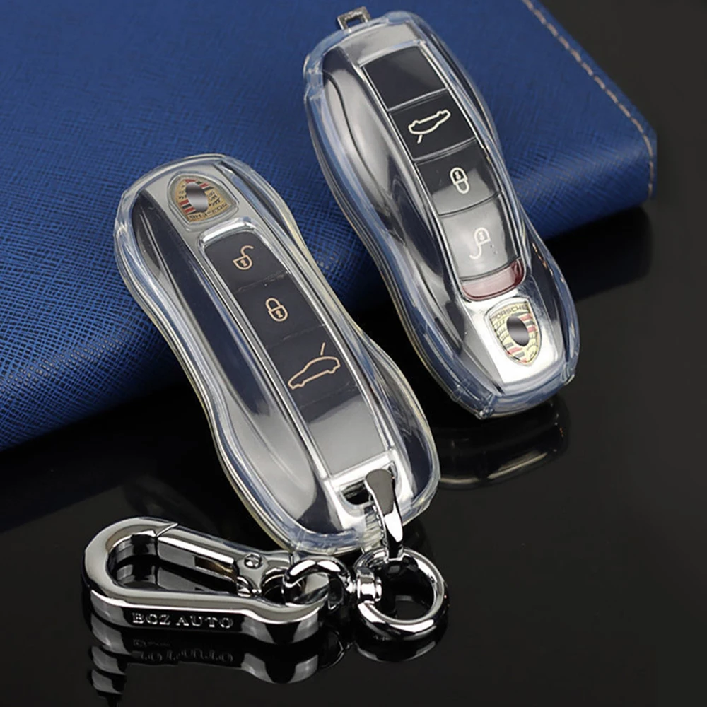 โปร่งใส TPU รถ REMOTE Key สําหรับ Porsche Panamera Spyder Macan Boxster Cayman Cayenne 958 911 970 981 991 อุปกรณ์เสริม