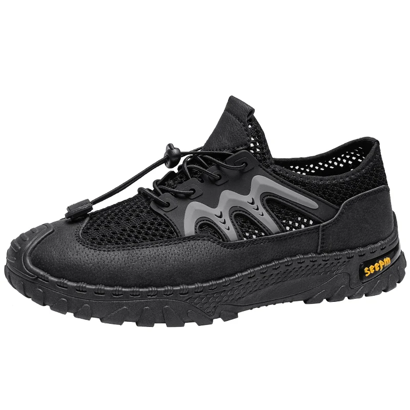 

Men's motorcycle shoes, outdoor Shuoxi shoes, toe caps, beach shoes, hollowed out casual shoes