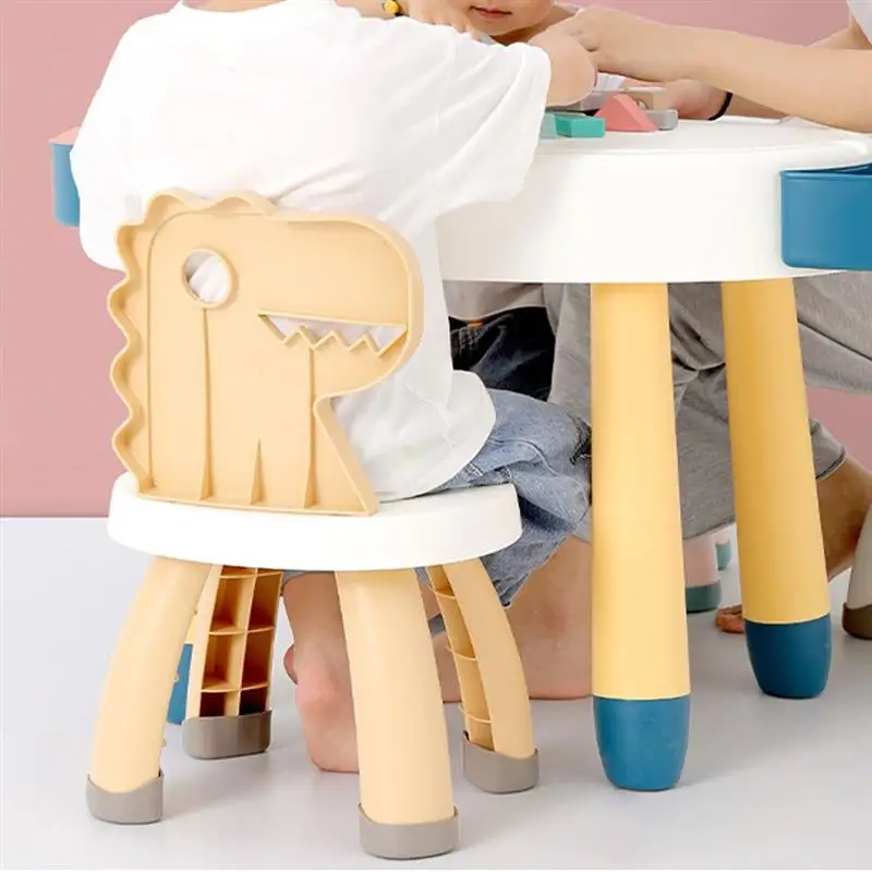 Silla trasera de dinosaurio de dibujos animados para niños, diseño ergonómico, piezas de rompecabezas encantadoras, taburete para el hogar, guardería, 1 Uds.