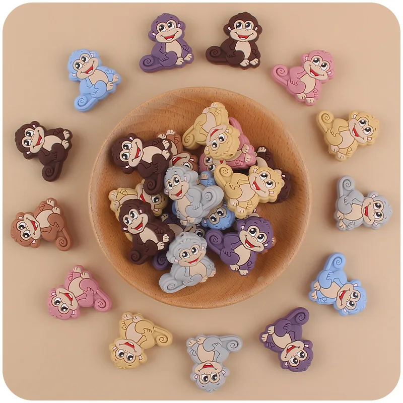 ABCPICK 3 шт. силиконовые бусины в виде обезьяны, силиконовые фокусные бусины, сделай сам, ручка из бисера, брелок, ожерелье, аксессуары для изготовления ювелирных изделий