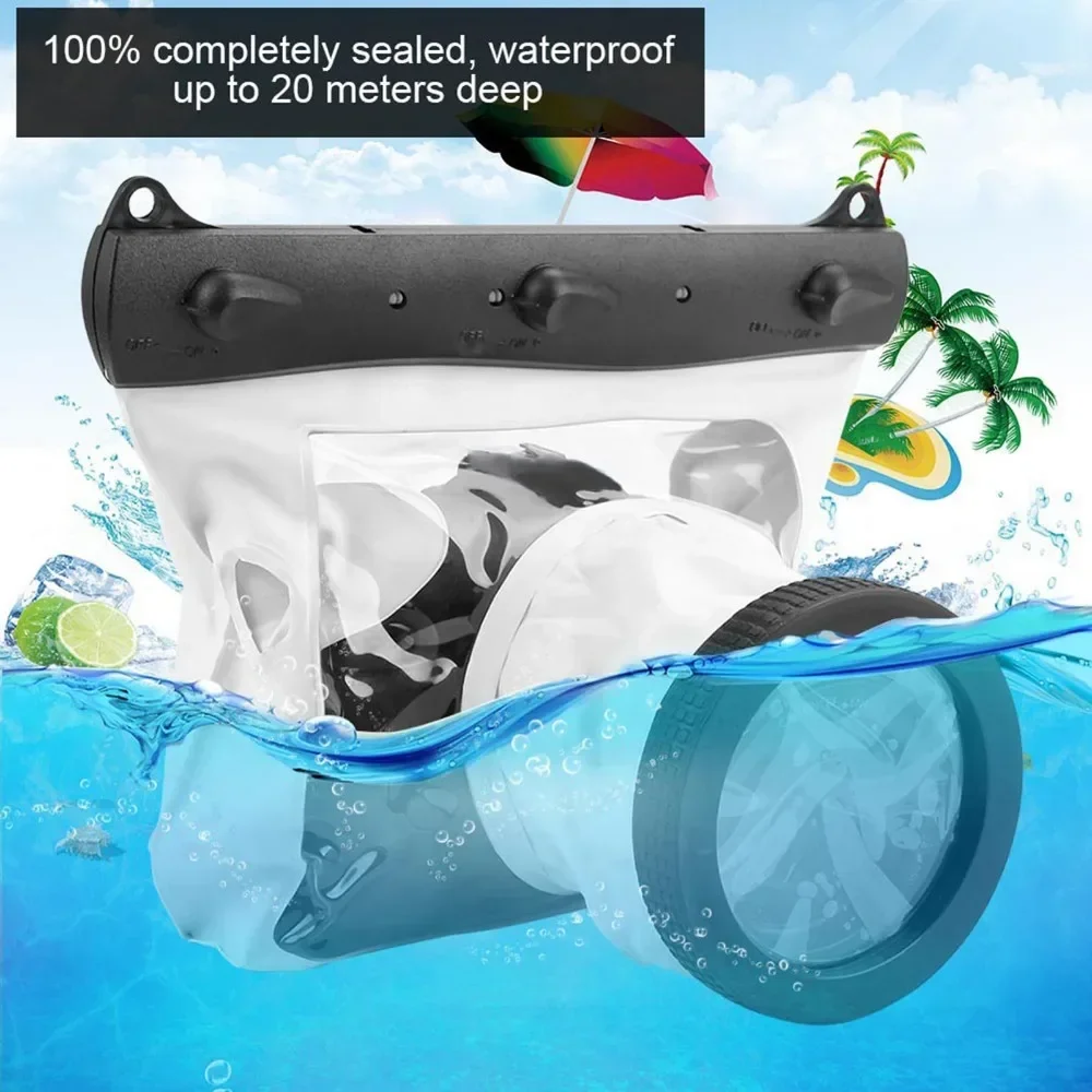 

Tteoobl Underwater Waterproof Dving Case Bag 20M for Nikon DSLR Cameras White