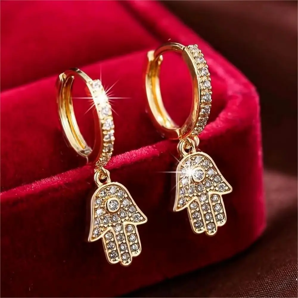 Fashion, luxury and sweet design, full diamond, 18K gold-plated four-leaf clover earrings, daily commuting, Joker 2023 selection