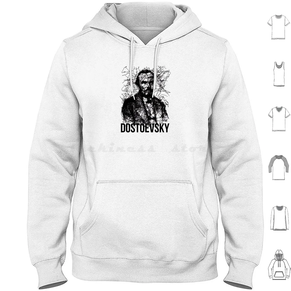 Fyodor Dostoevsky-Famous Russian Art Drawing Black Hoodies Long Sleeve Sarcastic Quotes Dostoevsky Literature Russian