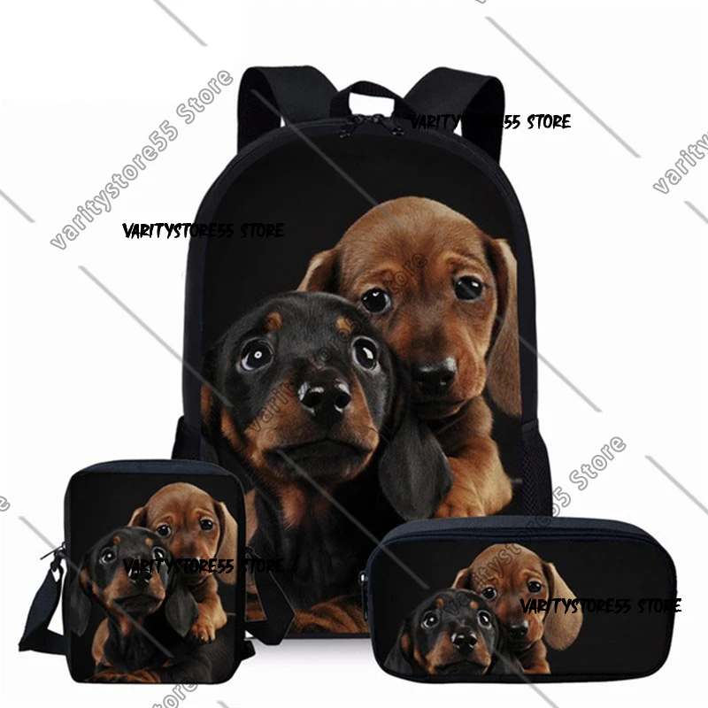 

Classic Popular Dog 3D Print 3pcs/Set Pupil School Bags Laptop Daypack Backpack Inclined Shoulder Bag Pencil Case