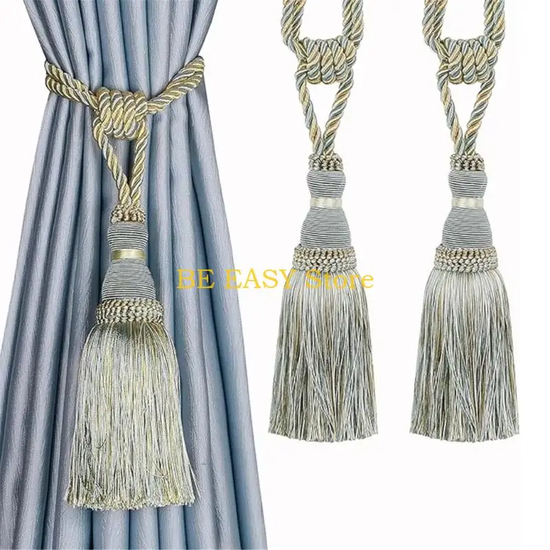E28F Stylish Drapery Holdbacks Durability Polyester and With Artistic Tasseled Embellishment Drapery Tiebacks