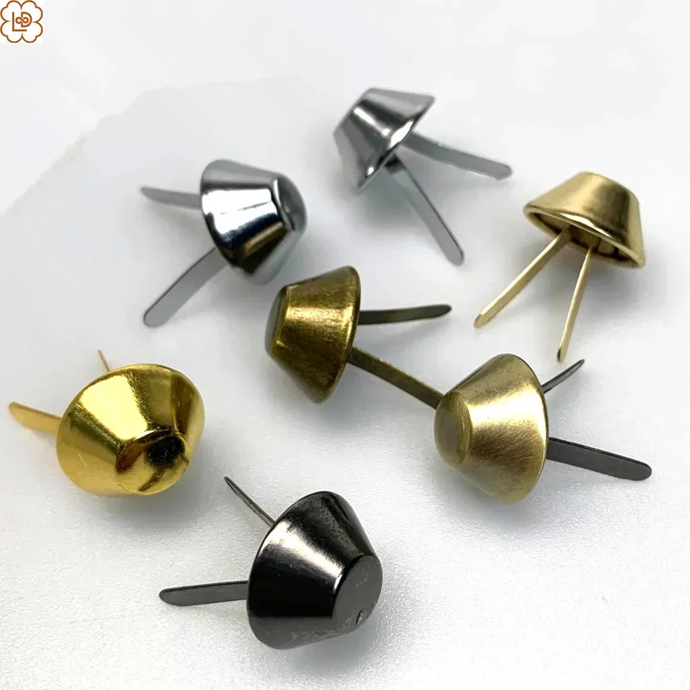100pcs 10 12 15mm Flat Purse Handbag Feet Nailheads Stud Spike Buckles Studs Nail Spike Buckles Luggage Rivet Bag Accessories