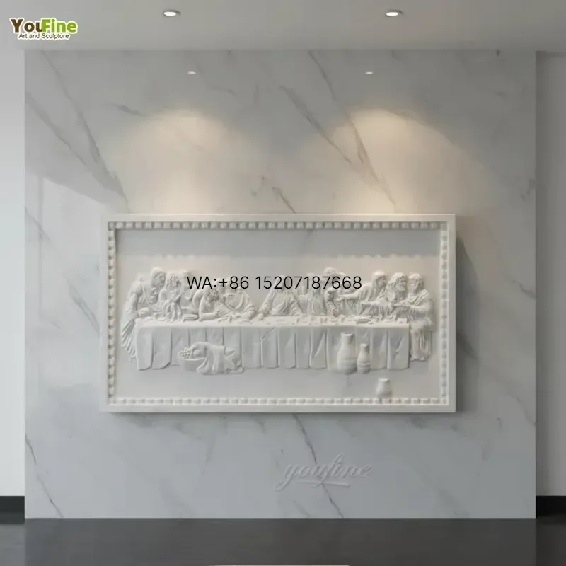 Wmwmnu for Marble The Last Supper Relief Statue Custom Size Hand Carved for Church or Home Decor