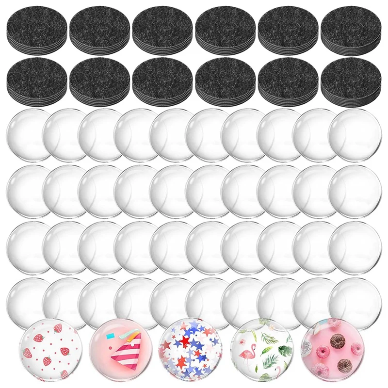 124Pcs Craft Magnets Glass W Adhesive Backing And Transparent Clear Glass Cabochons DIY Craft Fridge Magnets Sticker Easy To Use