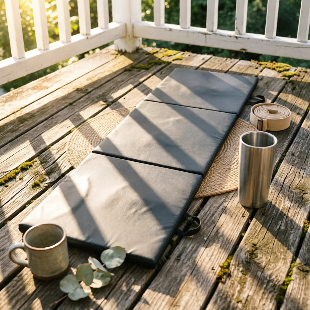 Tri-Fold Gym Mat Waterproof Folding Exercise Mat with Handle Easy to Clean Long-Lasting for Fitness Enthusiasts, Home Workouts