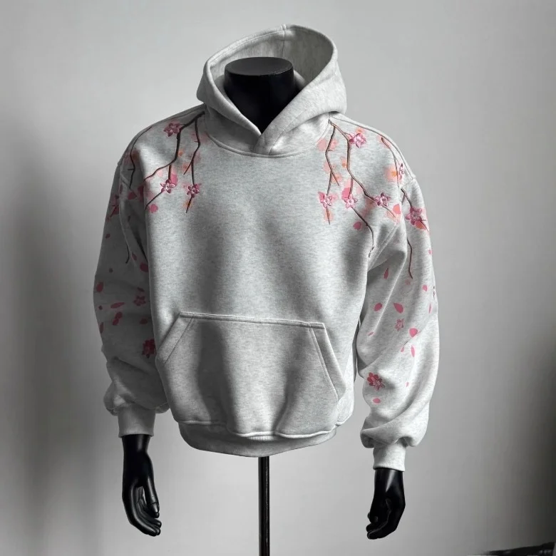 

Повседневная свободная толстовка с капюшоном и вышивкой Sakura Street Sle Overhead Jaet, толстовка с капюшоном с принтом для мальчиков, удобная посадка